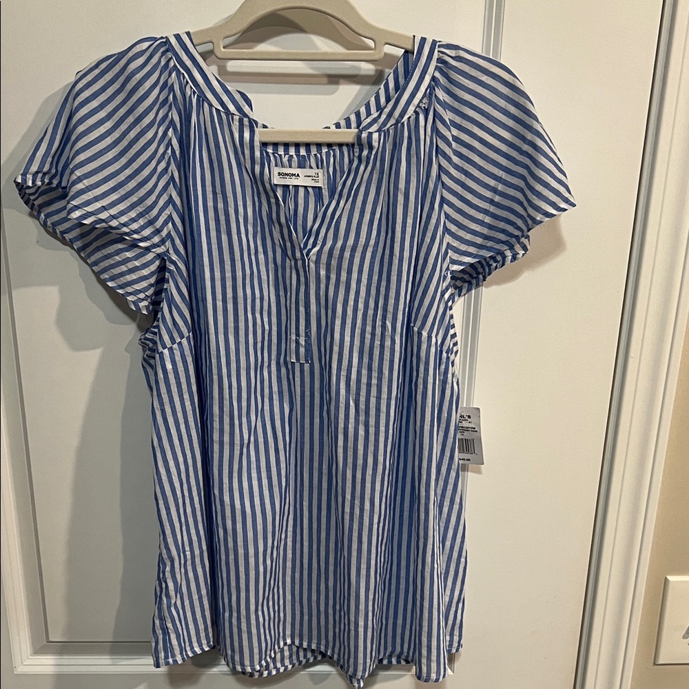 Sonoma Striped Blouse in Blue and White